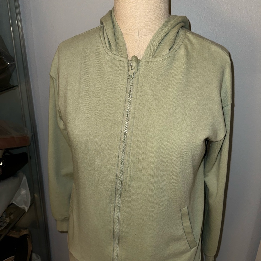 Sage green girls zip up